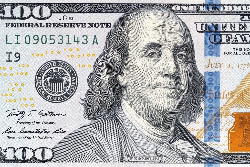 Ben Franklin on the $100 bill